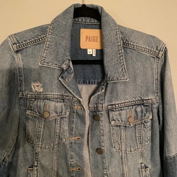 Paige Heidi Patchwork Jean Jacket in Underwood Denim size X-Small - Picture 11 of 13
